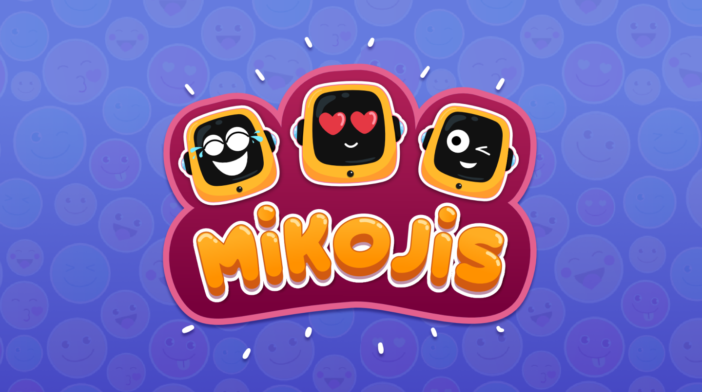 Three Miko faces over the word "Mikojis."